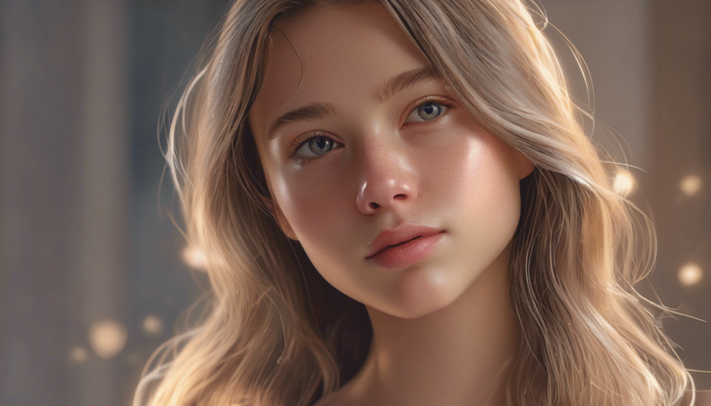 a girl with glowing skin