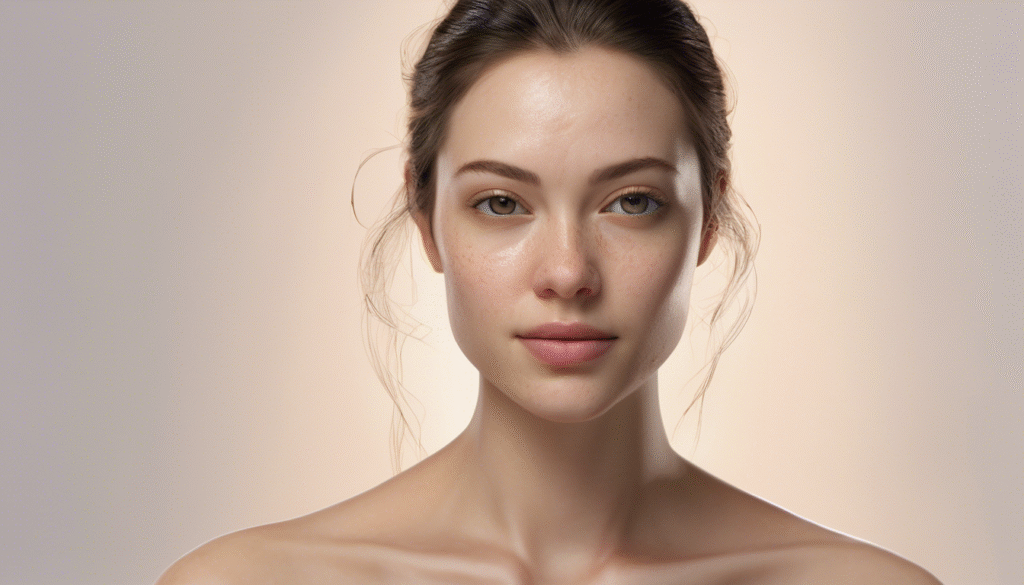 a girl with clear skin with no acne and oil one facee
