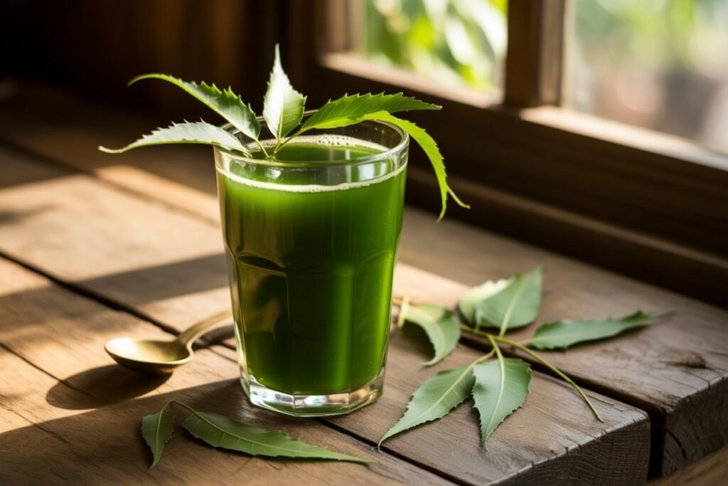 glass of neem juice 